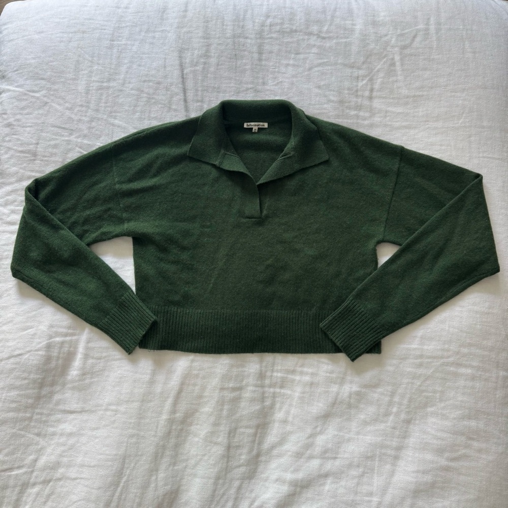Reformation Green Collared Cashmere Sweater